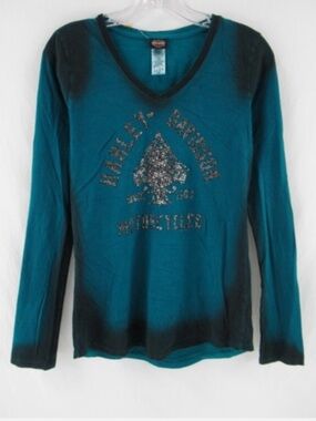 Harley-Davidson Blue and Black Long Sleeve Tee